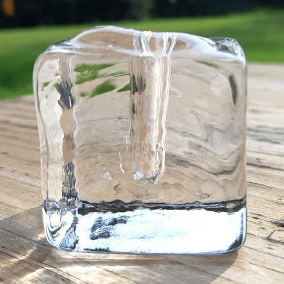 【再販】ロックアイスみたいな一輪挿し（細丸い口）　ガラス　氷　透明 9枚目の画像