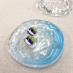 豆皿　八芒星　水色　ガラス　ペーパーウェイト　アクセサリー置き　 3枚目の画像