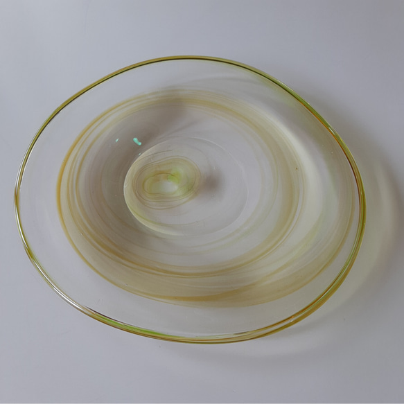 ガラスの大皿 2 　黄✕茶 　混色　 落ち着いた色合い 4枚目の画像
