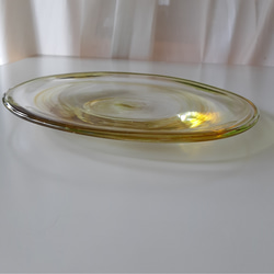 ガラスの大皿 2 　黄✕茶 　混色　 落ち着いた色合い 5枚目の画像