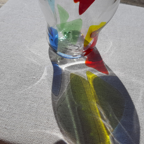 カラフル レトロポップな花瓶 吹きガラス 一点物 一輪挿し・花瓶・花器