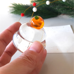 ガラスの鏡餅　(小・透明)　吹きガラス　お正月 5枚目の画像