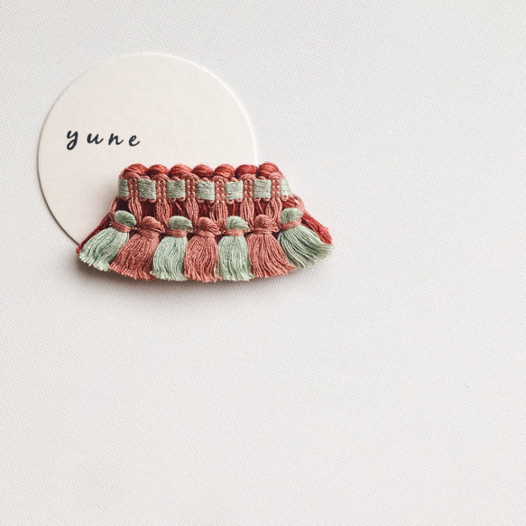 バレッタ【mintgreen & mauvepink fringe】 2枚目の画像