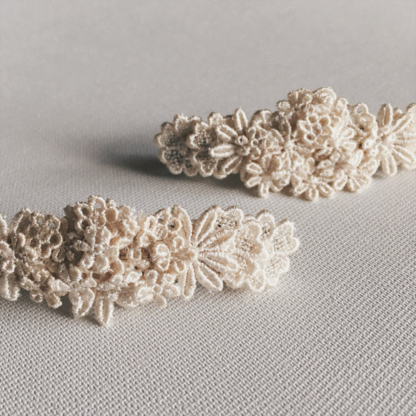 バレッタ【motif lace flowers】 6枚目の画像