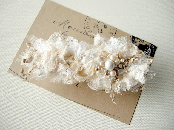 バレッタ【tulle & cotton pearl】 3枚目の画像