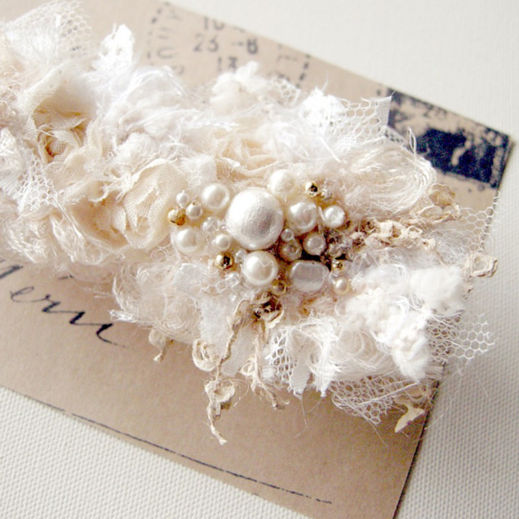 バレッタ【tulle & cotton pearl】 4枚目の画像