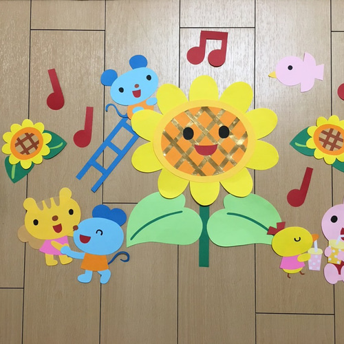 壁面飾り 夏 ひまわり 型紙 けーけー 通販 4474623｜Creema