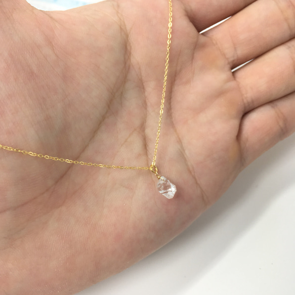 一点物 一粒のハーキマーダイヤモンド  ネックレス〈14kgf〉 3枚目の画像
