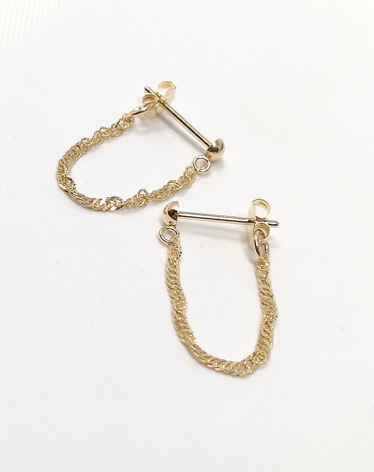 〈K18〉チェーンフープピアス