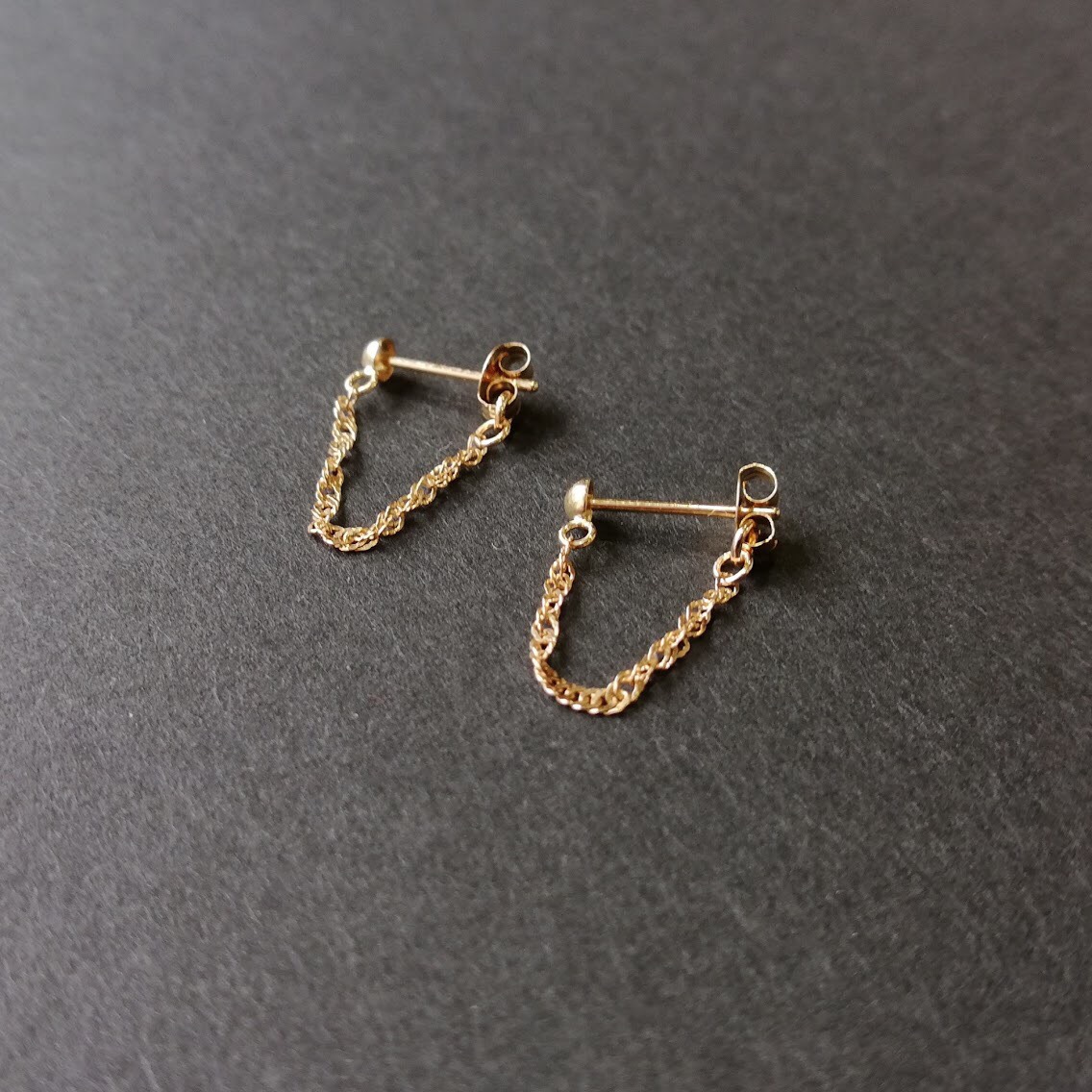 〈K18〉チェーンフープピアス