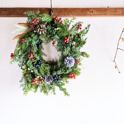 大きなクリスマスリース＊コニファーとスギとシャリンバイで作った