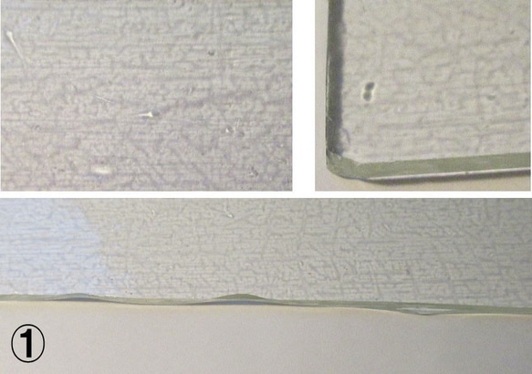 ブルズアイ　フュージング用板ガラス203　クリア（テクタ）・マリーゴールドイエロー　2種3枚 5枚目の画像