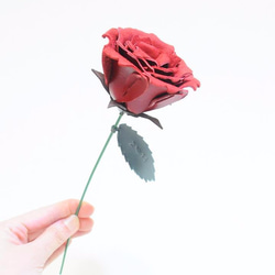 [レザーローズ|ローズレッド]革エンボスレザー素材のバッグ無料バレンタインの花は、イタリアの革ベジタブルなめしの革革DIY周年を 1枚目の画像