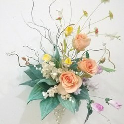 染め布花＊すずらんと薔薇の花束&壁掛け～♪　 2枚目の画像