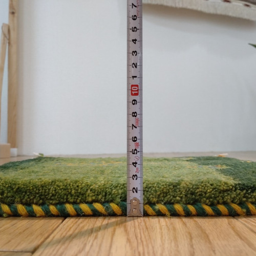 大特価40％OFF】ペルシャ絨毯 ギャッベ ミニマット 40×39 緑