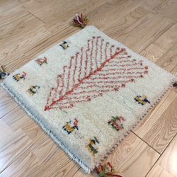 ペルシャ絨毯　ギャッベ　ミニマット　アイボリー　41×41 8枚目の画像