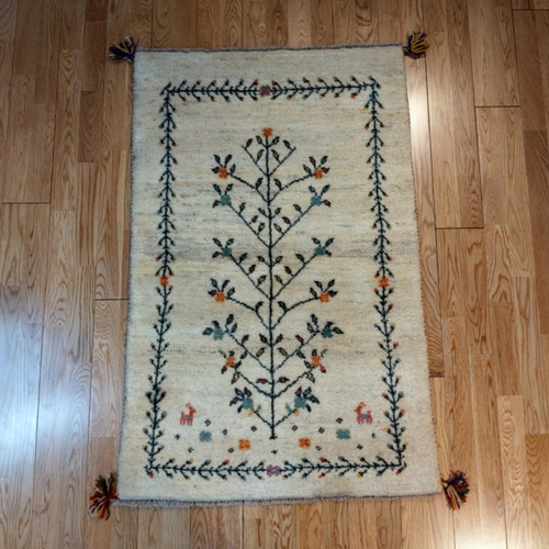 値下げしました】ペルシャ ギャッベ アイボリー 生命の木