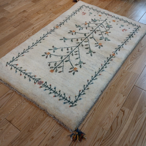 ペルシャ　ギャッベ ランナー中　143×50 アイボリー　ヤギ 新規入荷】ペルシャ ギャッベ ミニランナー 110x43cm 赤色