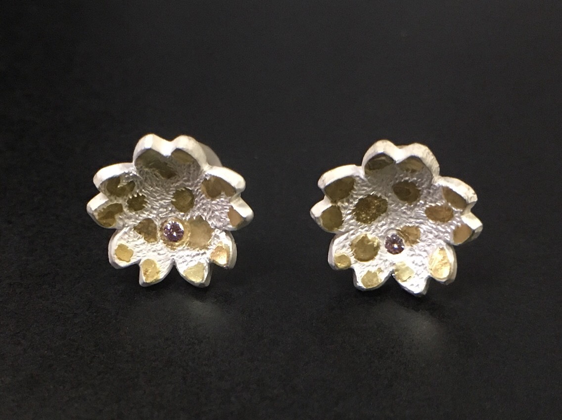 桜とピンクダイヤのピアス２