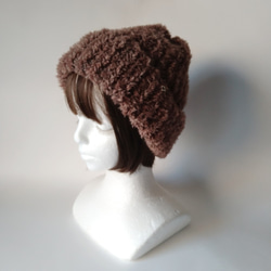 【定制】可愛寬鬆針織帽（棕色） 第4張的照片