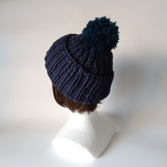 [訂做] 精美成人針織帽（牛仔布和靛藍） 第4張的照片