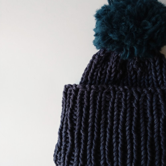 [訂做] 精美成人針織帽（牛仔布和靛藍） 第7張的照片