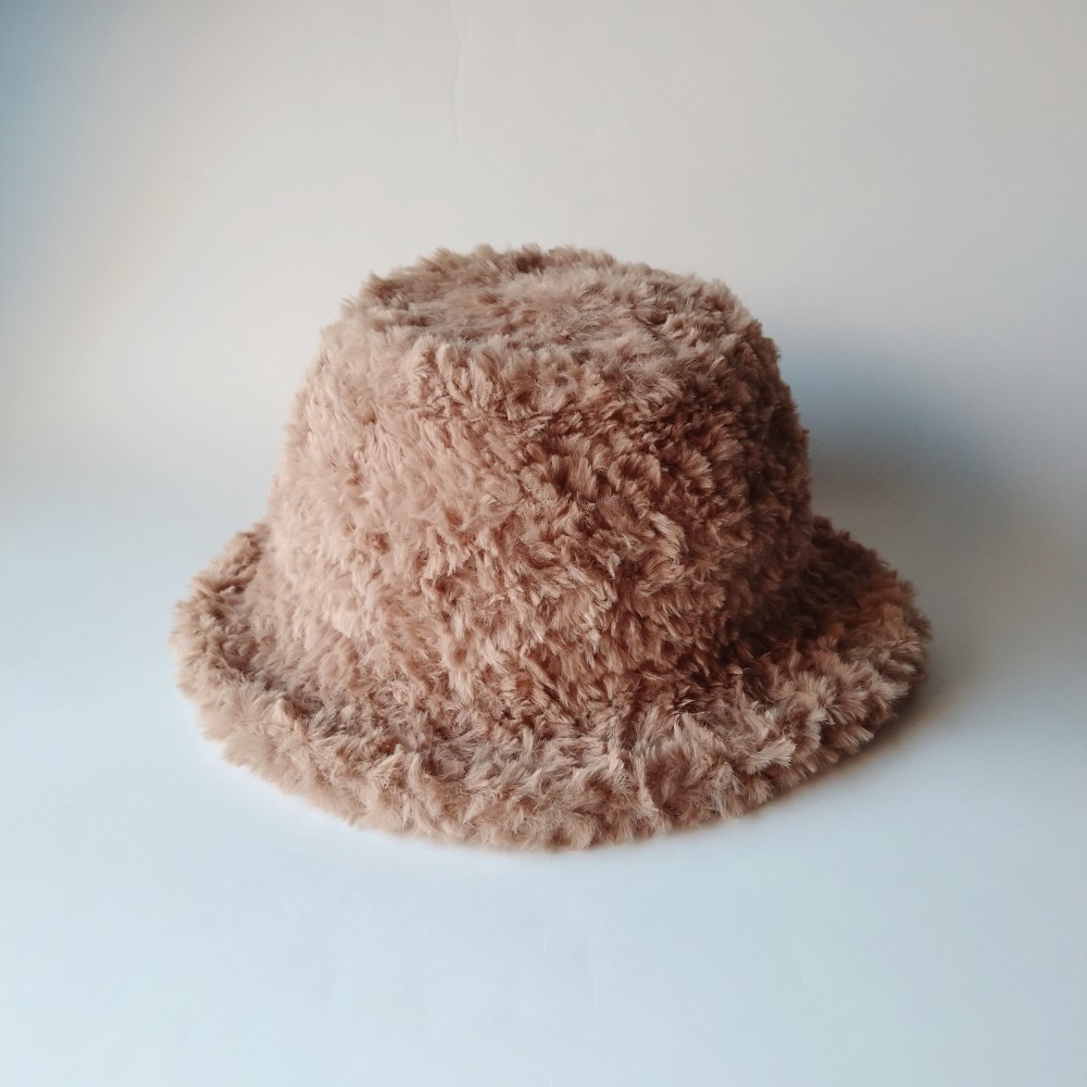 【受注制作】ファーの糸で編んだ大人バケットハット