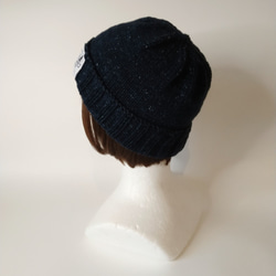 デニム糸のニット帽（紺＆白） 5枚目の画像