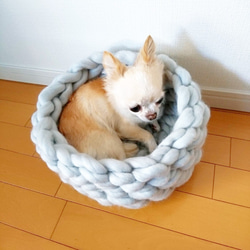 [定做]超厚毛線針織寵物床@高型（貓/小狗） 第3張的照片