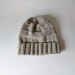 [訂單生產]棉針織帽（淺灰色和米色MIX） 第1張的照片