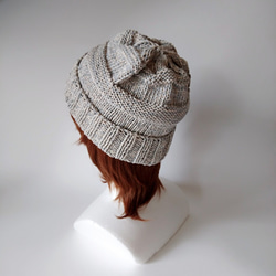 [訂單生產]棉針織帽（淺灰色和米色MIX） 第5張的照片