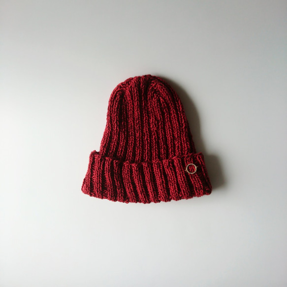 [定做]棉線針織帽（紅色） 第1張的照片