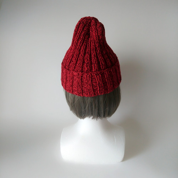 [定做]棉線針織帽（紅色） 第6張的照片