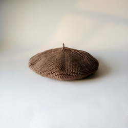 棉毛貝雷帽（天然棕色） 第1張的照片