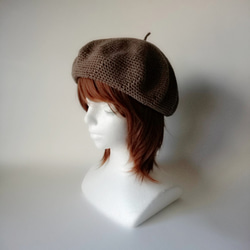 棉毛貝雷帽（天然棕色） 第3張的照片