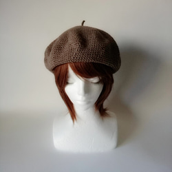 棉毛貝雷帽（天然棕色） 第2張的照片