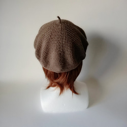 棉毛貝雷帽（天然棕色） 第4張的照片