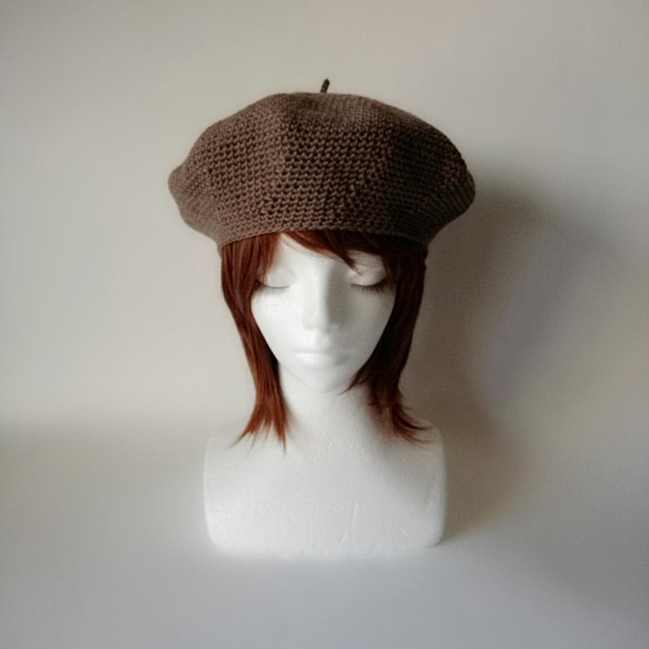 棉毛貝雷帽（天然棕色） 第5張的照片