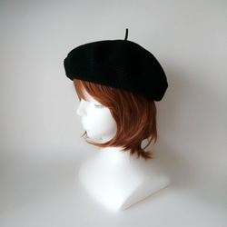 棉毛貝雷帽（黑色） 第2張的照片