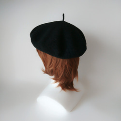 棉毛貝雷帽（黑色） 第3張的照片
