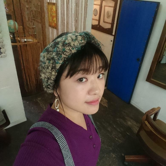 リボンドットチュールターバン handmade＊ドットチュールターバン