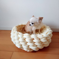 【定做】超粗棉線針織寵物床 第2張的照片