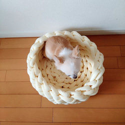 【定做】超粗棉線針織寵物床 第3張的照片