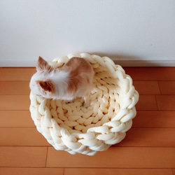 【定做】超粗棉線針織寵物床 第4張的照片