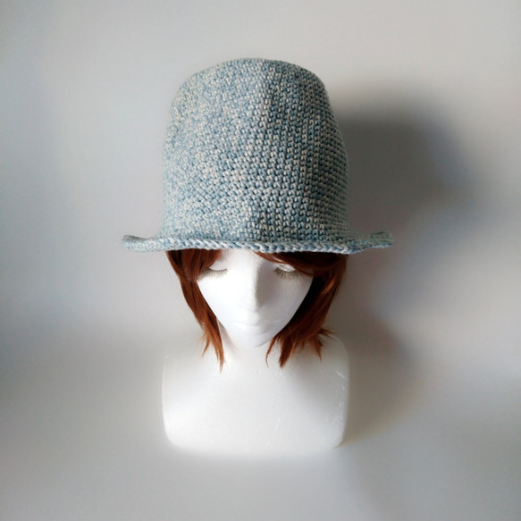 【訂做】棉質牛仔線帽子（淺藍+白色） 第4張的照片