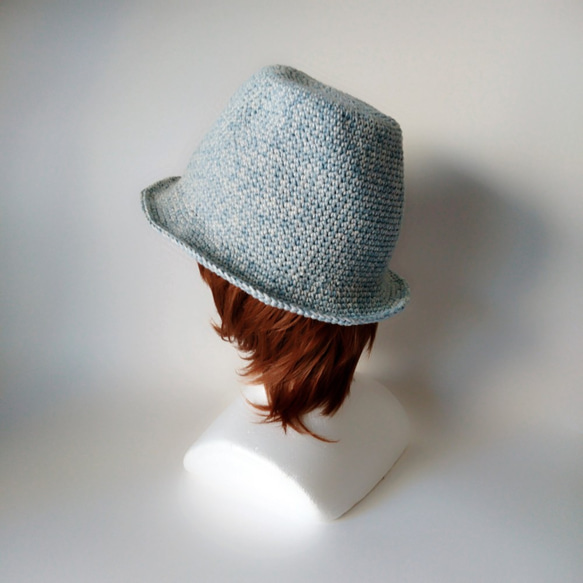 【訂做】棉質牛仔線帽子（淺藍+白色） 第6張的照片