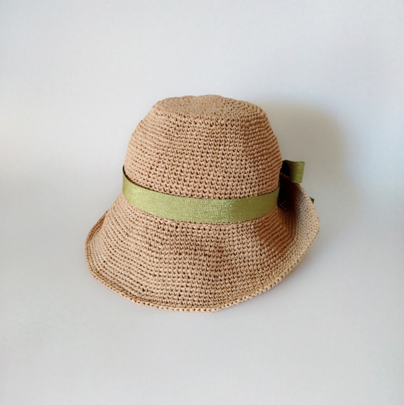 【受注制作】リボンとコードが付け替えられて、お好きなリボンに変えられる麦わら帽子（グリーン）        Ω 人気・おすすめ｜使いやすい・旅行におすすめ 品質保証 全国発送 在庫限り