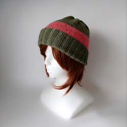 [定做]秋野日野...編織物帽子（橄欖色） 第2張的照片