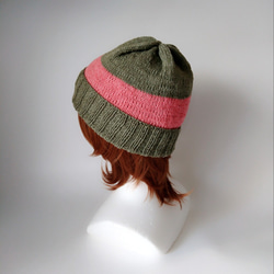 [定做]秋野日野...編織物帽子（橄欖色） 第4張的照片