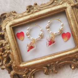 ♡red roseフープイヤリング/ピアス♡ 2枚目の画像